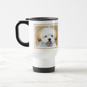 Lhasa Apso Puppy Painting - Cute Original Dog Art Travel Mug