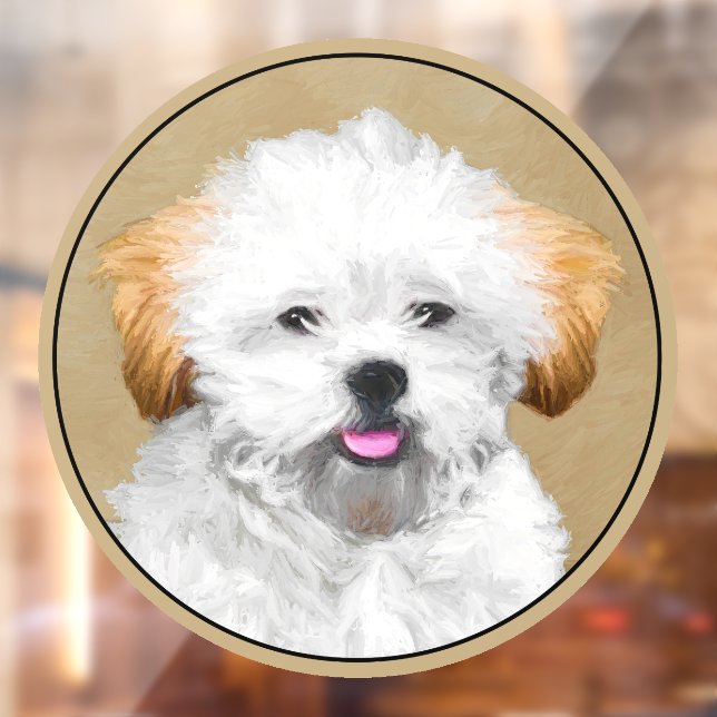 Lhasa Apso Puppy Painting - Cute Original Dog Art Window Cling (Sheet 2)