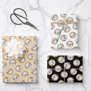 Lhasa Apso Puppy Painting Cute Original Dog Art Wrapping Paper Sheet