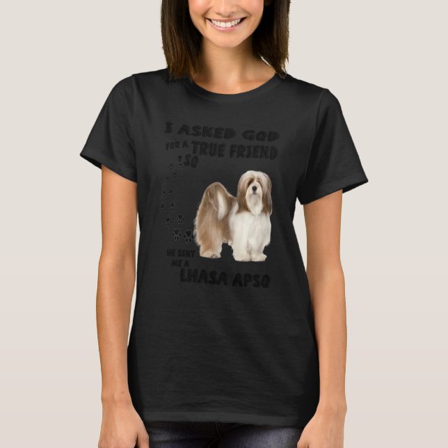 Lhasa Apso Quote Mum Dad Lover Print Bark Lion Sen T-Shirt (Front)