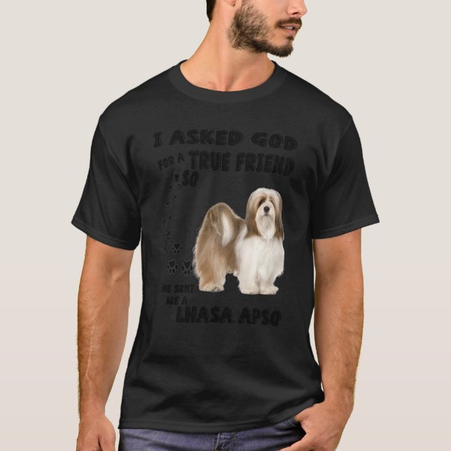 Lhasa Apso Quote Mum Dad Lover Print Bark Lion Sen T-Shirt (Front)