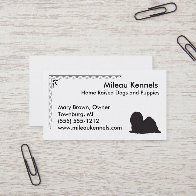 Lhasa Apso Silhouette Business Card (Front/Back In Situ)