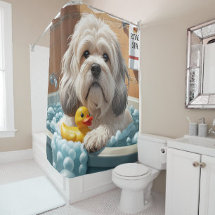 Lhasa Apso Sloppy Sleepy Cute Funny  Shower Curtain