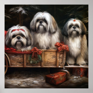 Lhasa Apso Snowy Sleigh Christmas Decor