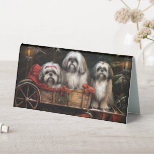 Lhasa Apso Snowy Sleigh Christmas Decor