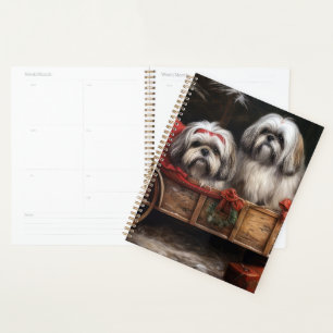Lhasa Apso Snowy Sleigh Christmas Decor Planner