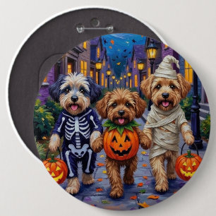 Lhasa Apso Trick-or-Treating In Halloween Costumes 6 Cm Round Badge