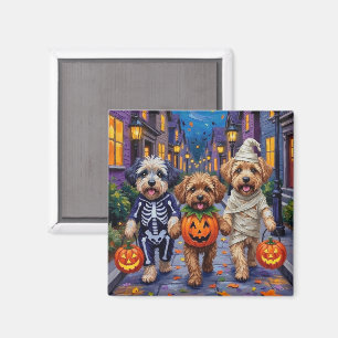 Lhasa Apso Trick-or-Treating In Halloween Costumes Magnet