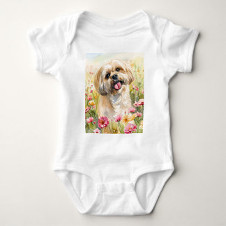 Lhasa Apso Watercolor Baby Bodysuit