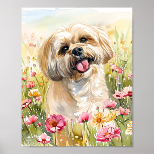Lhasa Apso Watercolor Dog Poster Wall Print