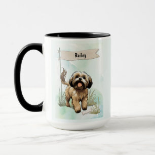 Lhasa Apso Watercolor Personalized Dog Mug