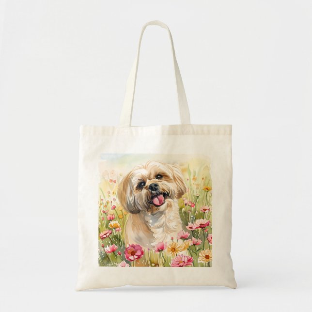 Lhasa Apso Watercolor Tote Bag (Front)