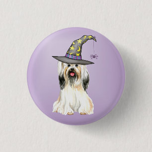 Lhasa Apso Witch Pinback Button