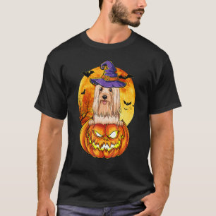 Lhasa Apso Witch Pumpkin Halloween Dog T-Shirt