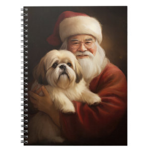 Lhasa Apso With Santa Claus Festive Christmas  Notebook