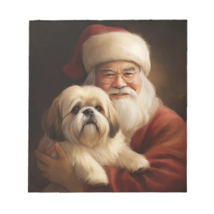 Lhasa Apso With Santa Claus Festive Christmas  Notepad