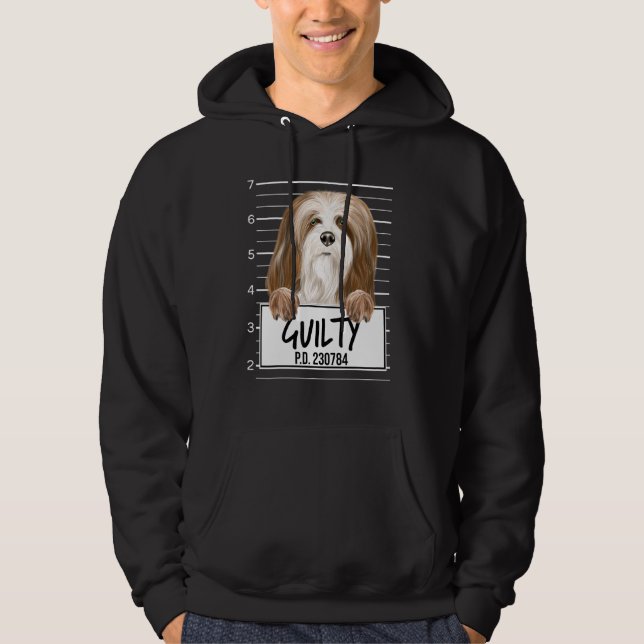 Lhasa Apsos Mugshot Guilty Dog Hoodie (Front)