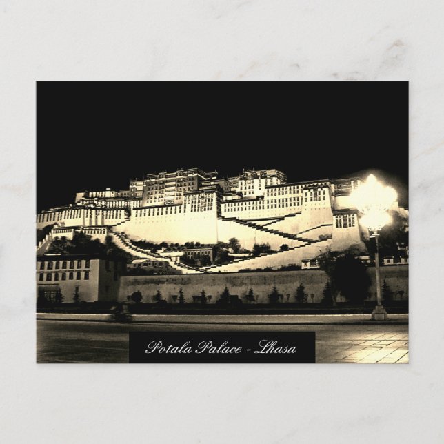 Lhasa at night - Potala Palace, Castle, Tibet Postcard (Front)