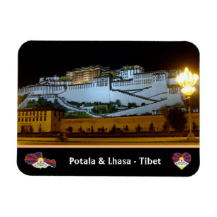 Lhasa at night - Potala Palace, Tibet /vintage Magnet