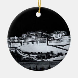 Lhasa & Potala Palace at night, Tibet (Himalayas) Ceramic Tree Decoration
