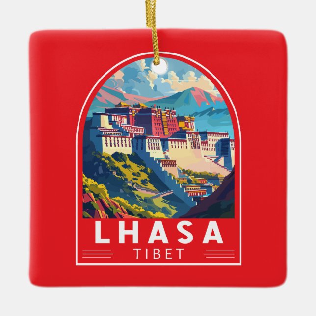 Lhasa Tibet Travel Art Vintage Ceramic Ornament (Front)