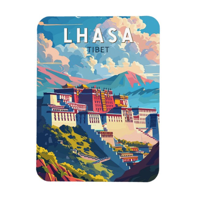 Lhasa Tibet Travel Art Vintage Magnet (Vertical)