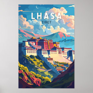 Lhasa Tibet Travel Art Vintage Poster