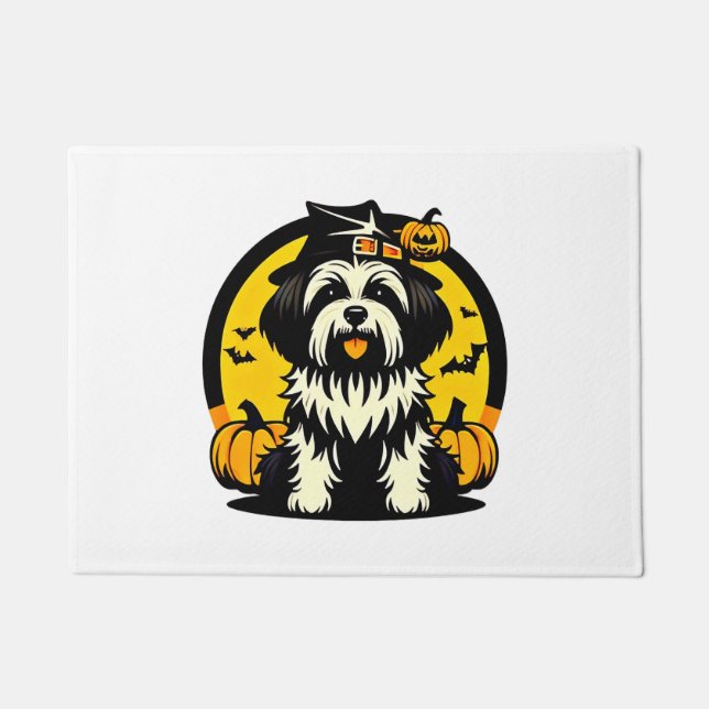 Lhasapoo dog halloween doormat (Front)