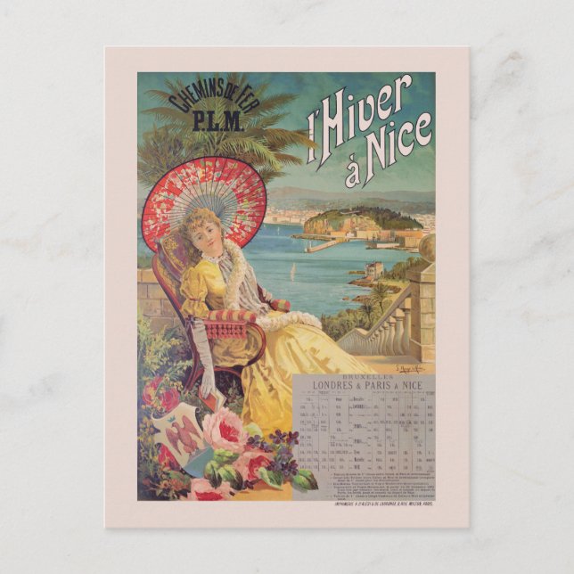 l'Hiver à Nice Vintage Poster 1892 Postcard (Front)