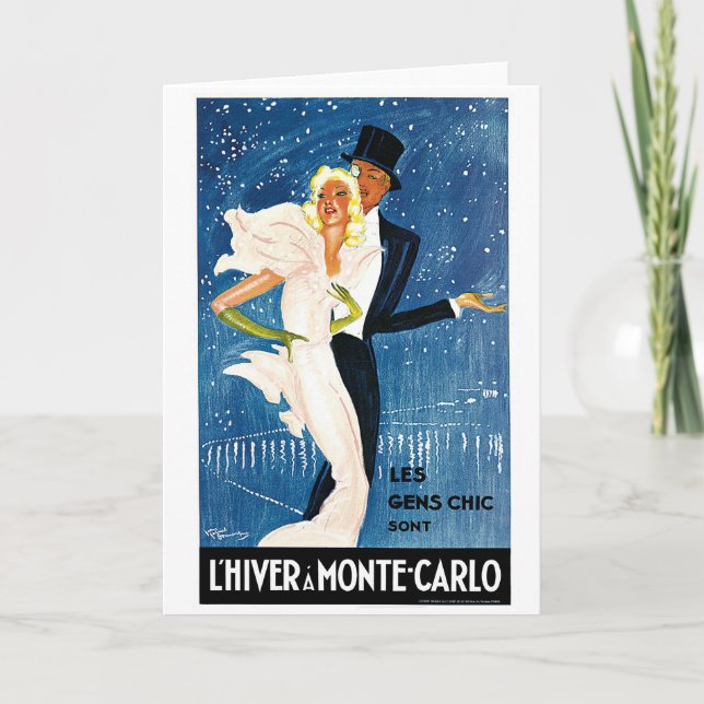 L'Hiver Monte Carlo Monaco Vintage Travel Card (Front)