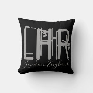 LHR London Heathrow Airport Grunge Typography Cushion