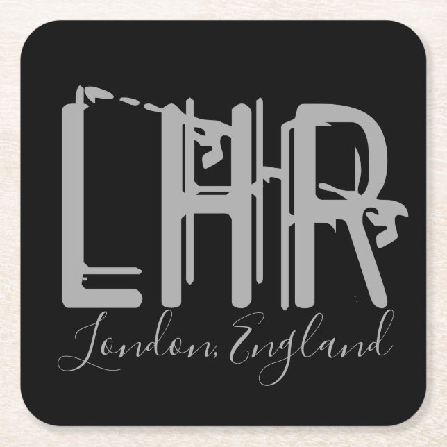 LHR London Heathrow Airport Square Paper Coaster (Front)