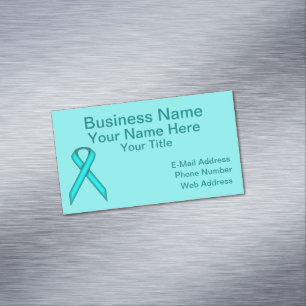 Li Blue/Teal Standard Ribbon by Kenneth Yoncich Magnetic Business Card