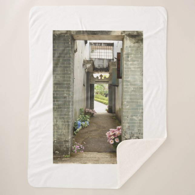 Li Garden Series: Floral Corridor  Sherpa Blanket (Front)