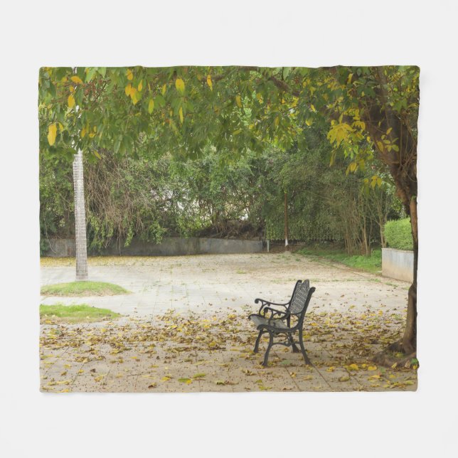 Li Garden Series: Waiting in Stillness Fleece Blanket (Front (Horizontal))