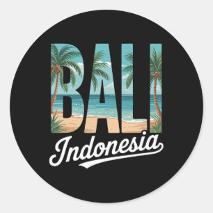 Li Indonesia Tropical Beach Palm Trees And Ocean A Classic Round Sticker
