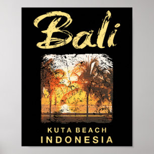 Li Kuta Beach Indonesia Vintage Surfing Men Women  Poster