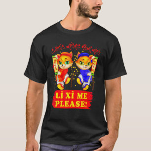 Li Xi Me Please Tet 2023 Cute Cat Girl Boy Chuc Mu T-Shirt
