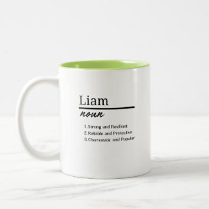 Liam, Boy Personalised Name Definition Two-Tone Coffee Mug