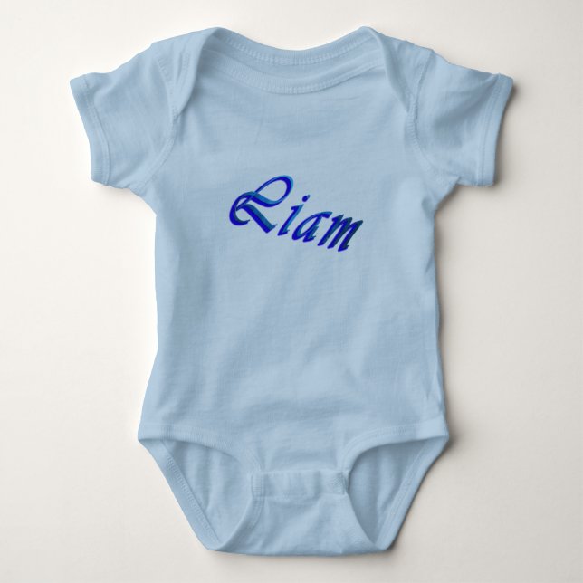 Liam, Name,  Boys Blue Baby Bodysuit (Front)