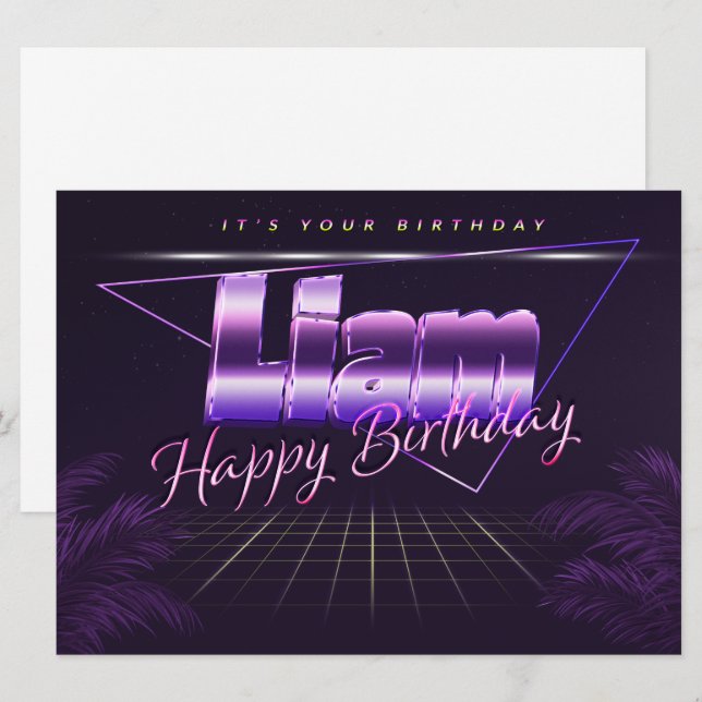 Liam Name First name lila retro card Birthday (Front/Back)
