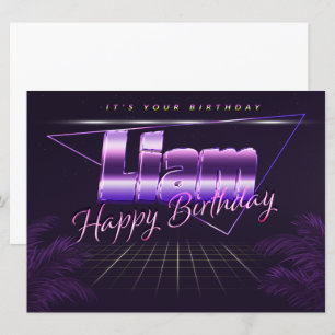 Liam Name First name lila retro card Birthday