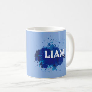 Liam name personalised blue coffee mug