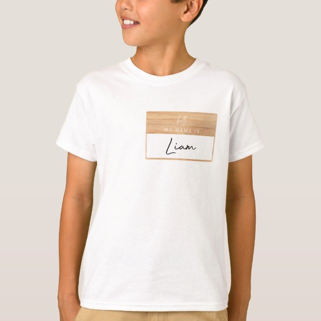 Liam Name Shirt Boys Hello My Name Is Label Kids (Front)