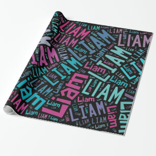 LIAM Name text design - Change background Wrapping Paper