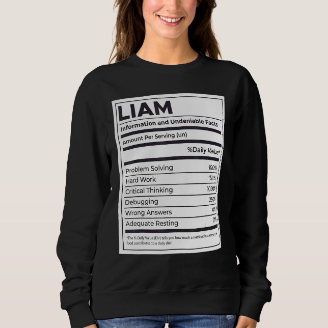 Liam Nutrition Information Problem Solving Hard Wo Sweatshirt (Front)