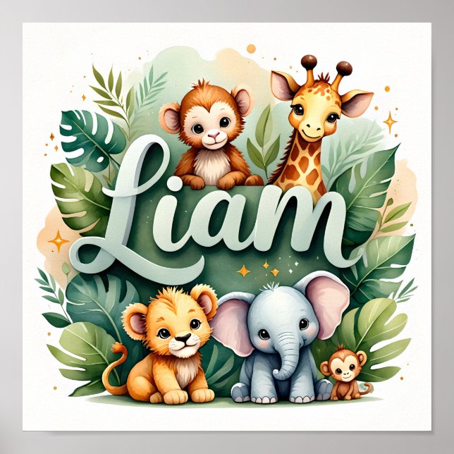 Liam Safari Nursery Wall Art (Front)