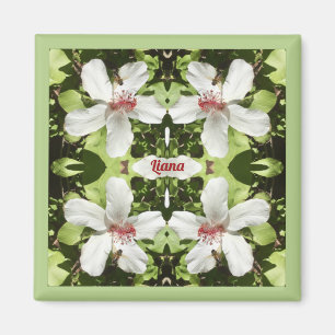 LIANA ~ EASTER ~ White Hibiscus Flowers ~ Magnet