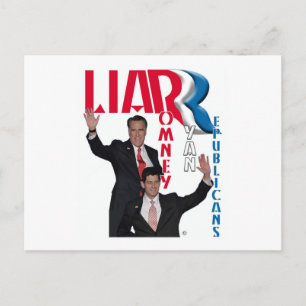 Liar - Mitt Romney & Paul Ryan Postcard