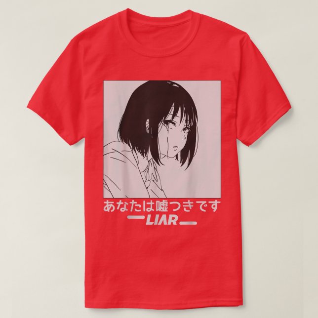Liar Sakura Japanese Crying Anime Sad Girl  T-Shirt (Design Front)